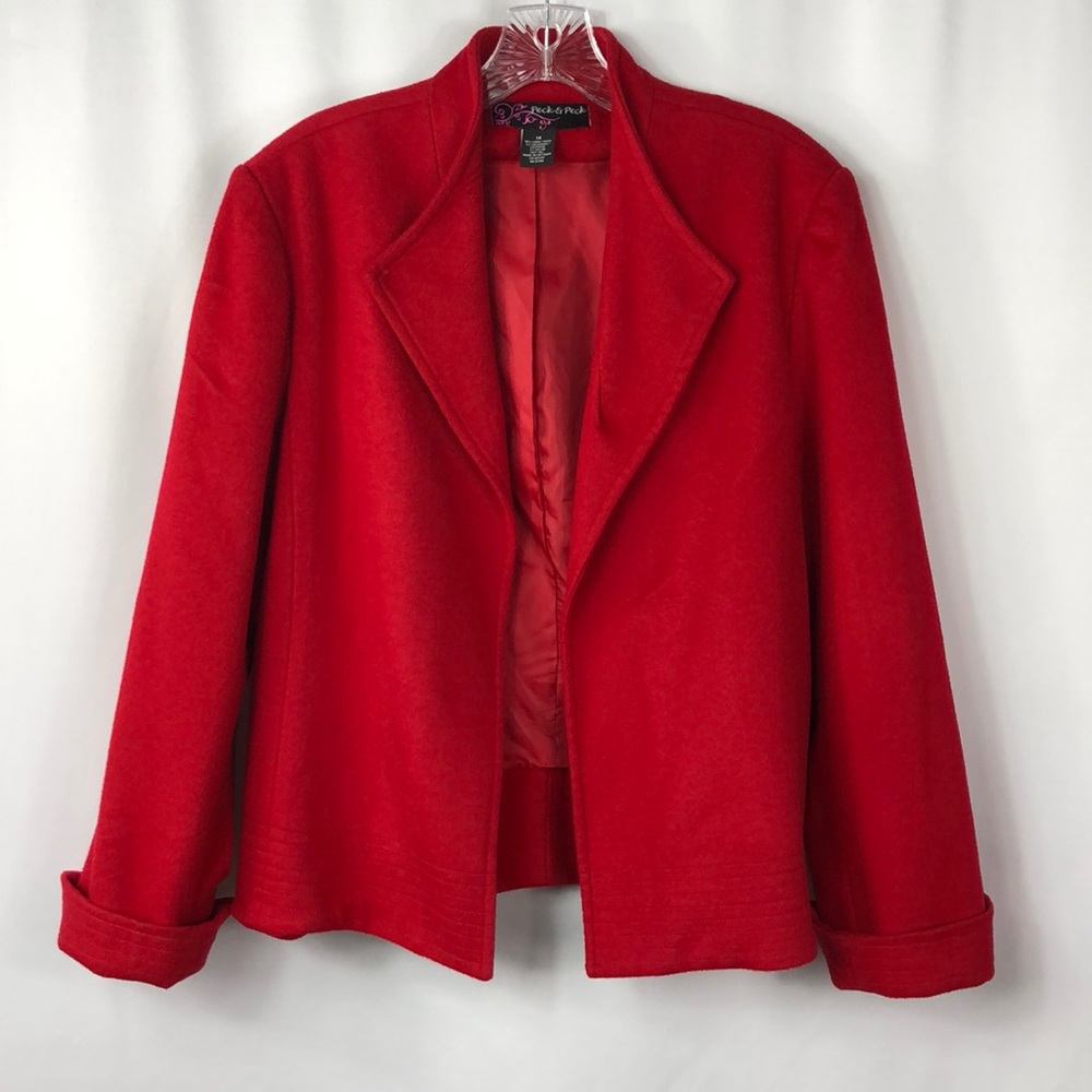 Peck & Peck Wool Cashmere Blazer Size 14 Red
